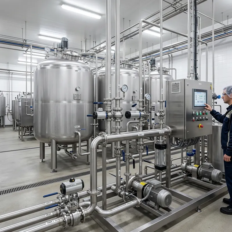 Sistema CIP — limpeza automatizada in place para indústria alimentícia