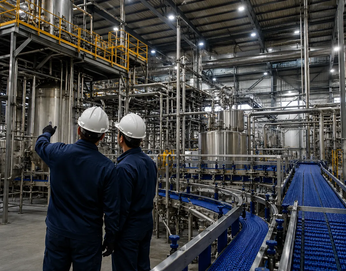 Ambiente industrial RENOVA com esteiras transportadoras
